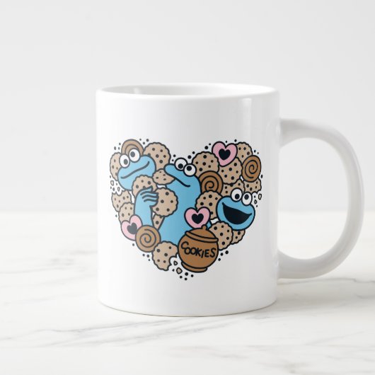 Sesame Sesame | Krümelmonster-Doodle-Herz Jumbo-Tasse (Rechts)