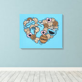 Sesame Sesame | Krümelmonster-Doodle-Herz Leinwanddruck (Insitu (Holzboden))