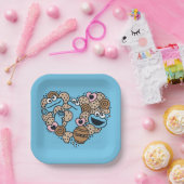 Sesame Sesame | Krümelmonster-Doodle-Herz Pappteller (Party)