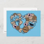 Sesame Sesame | Krümelmonster-Doodle-Herz Postkarte (Vorne/Hinten)