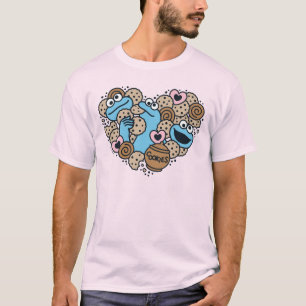 Sesame Sesame Krümelmonster-Doodle-Herz T-Shirt