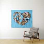 Sesame Sesame | Krümelmonster-Doodle-Herz Wandteppich (Beispiel (Horizontal))