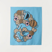 Sesame Sesame | Krümelmonster-Doodle-Herz Wandteppich (Vorderseite)