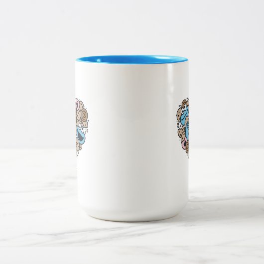 Sesame Sesame | Krümelmonster-Doodle-Herz Zweifarbige Tasse (Mittel)