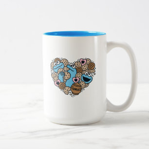 Sesame Sesame   Krümelmonster-Doodle-Herz Zweifarbige Tasse