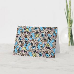 Sesame Sesame Krümelmonster-Doodle-Muster Feiertagskarte