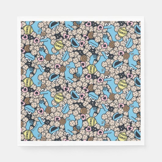 Sesame Sesame | Krümelmonster-Doodle-Muster Serviette (Vorderseite)