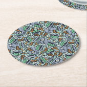 Sesame Sesame | Oscar für das Grouch Muster Runder Pappuntersetzer (Angewinkelt)