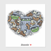 Sesame Sesame | Oscar the Grouch Doodle Heart Aufkleber (Blatt)
