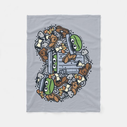 Sesame Sesame | Oscar the Grouch Doodle Heart Fleecedecke (Vorderseite)