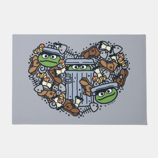 Sesame Sesame | Oscar the Grouch Doodle Heart Fußmatte (Vorderseite)