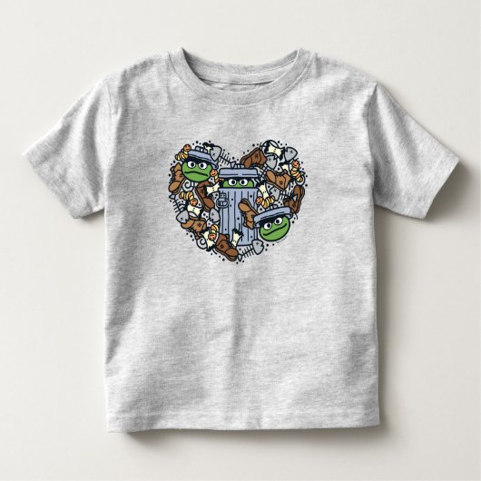 Sesame Sesame | Oscar the Grouch Doodle Heart Kleinkind T-shirt (Vorderseite)