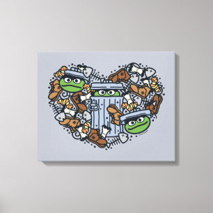 Sesame Sesame Oscar the Grouch Doodle Heart Leinwanddruck