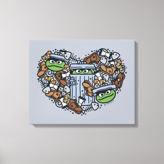 Sesame Sesame | Oscar the Grouch Doodle Heart Leinwanddruck (Vorderseite)