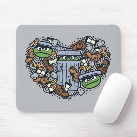 Sesame Sesame | Oscar the Grouch Doodle Heart Mousepad (Mit Mouse)