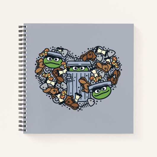 Sesame Sesame | Oscar the Grouch Doodle Heart Notizblock (Vorderseite)