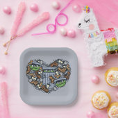 Sesame Sesame | Oscar the Grouch Doodle Heart Pappteller (Party)