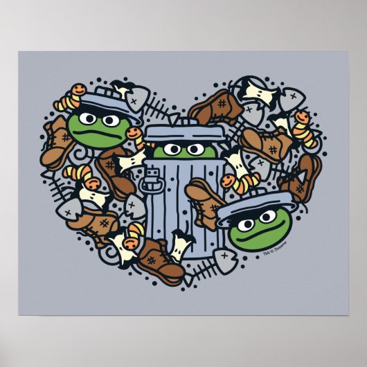 Sesame Sesame | Oscar the Grouch Doodle Heart Poster (Vorne)