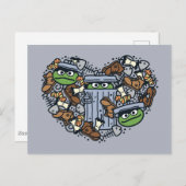 Sesame Sesame | Oscar the Grouch Doodle Heart Postkarte (Vorne/Hinten)