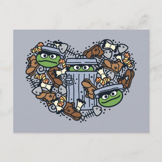 Sesame Sesame | Oscar the Grouch Doodle Heart Postkarte (Vorderseite)