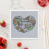 Sesame Sesame | Oscar the Grouch Doodle Heart Serviette (Beispiel)