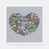 Sesame Sesame | Oscar the Grouch Doodle Heart Serviette (Vorderseite)
