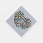 Sesame Sesame | Oscar the Grouch Doodle Heart Serviette (Ecke)