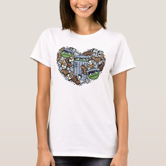 Sesame Sesame | Oscar the Grouch Doodle Heart T-Shirt (Vorderseite)