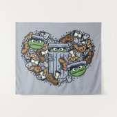 Sesame Sesame | Oscar the Grouch Doodle Heart Wandteppich (Vorderseite (Horizontal))