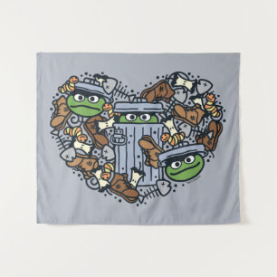 Sesame Sesame Oscar the Grouch Doodle Heart Wandteppich