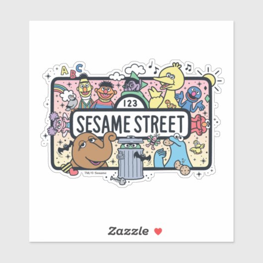 Sesame Sesame | Sesame Pals Doodle Sign Aufkleber (Blatt)