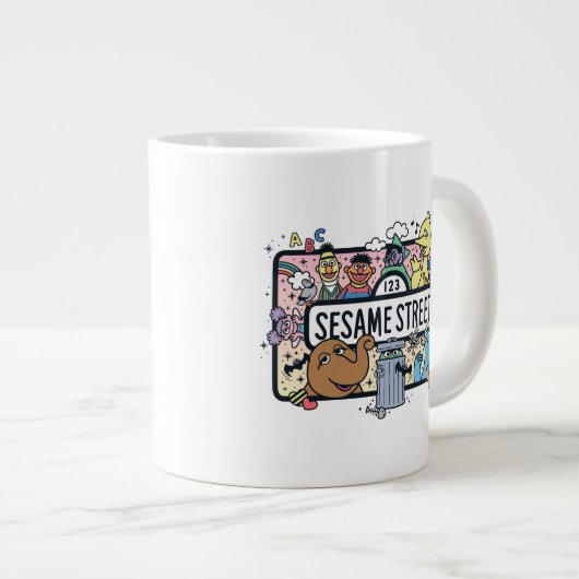 Sesame Sesame | Sesame Pals Doodle Sign Jumbo-Tasse (Vorderseite Rechts)