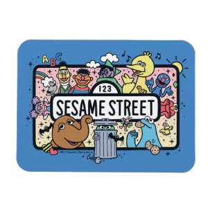 Sesame Sesame   Sesame Pals Doodle Sign Magnet