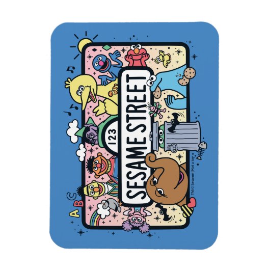 Sesame Sesame | Sesame Pals Doodle Sign Magnet (Vertikal)