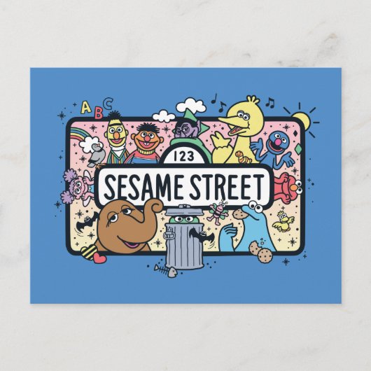 Sesame Sesame | Sesame Pals Doodle Sign Postkarte (Vorderseite)