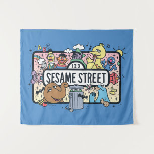 Sesame Sesame   Sesame Pals Doodle Sign Wandteppich