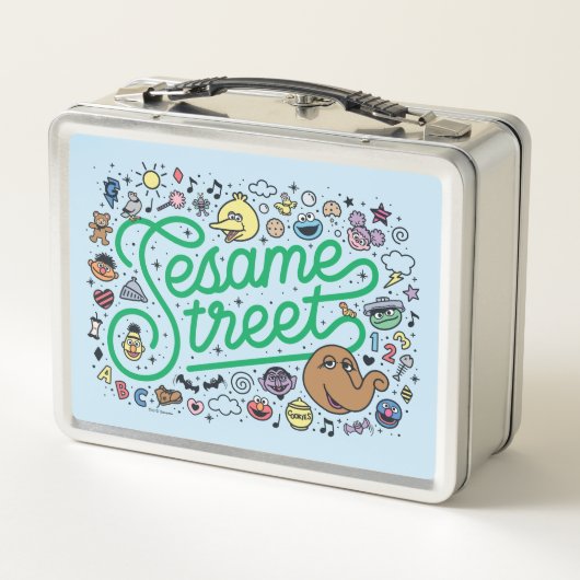 Sesame Sesame | Sesame Street Green Doodle Script Metall Brotdose (Rückseite)