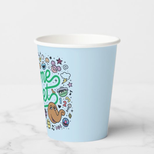 Sesame Sesame | Sesame Street Green Doodle Script Pappbecher (Rückseite)