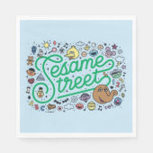 Sesame Sesame | Sesame Street Green Doodle Script Serviette (Vorderseite)