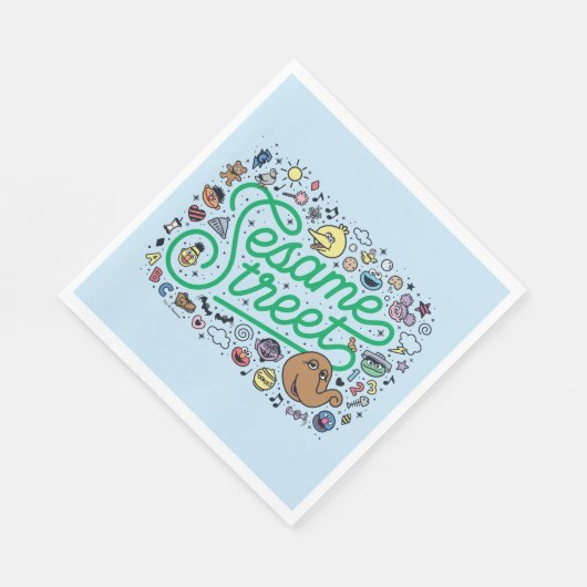 Sesame Sesame | Sesame Street Green Doodle Script Serviette (Ecke)