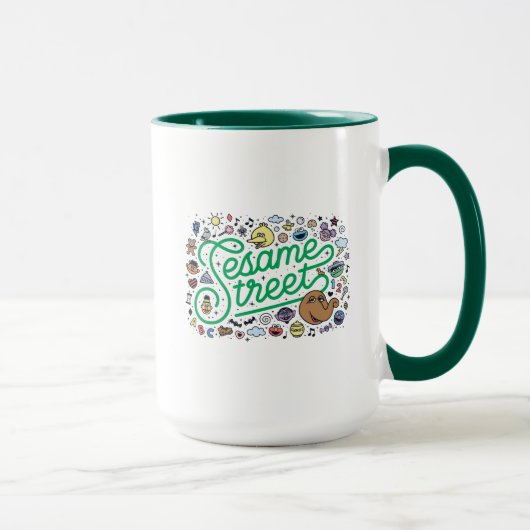 Sesame Sesame | Sesame Street Green Doodle Script Tasse (Rechts)