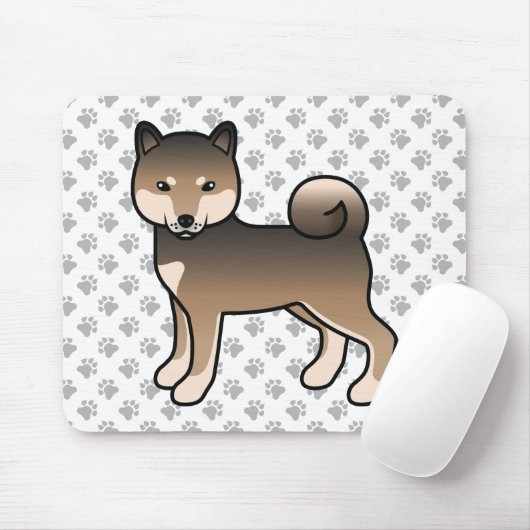 Sesame Shiba Inu Cartoon Dog & Paws Mousepad (Mit Mouse)