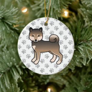 Sesame Shiba Inu Niedlich Cartoon Dog Illustration Keramik Ornament