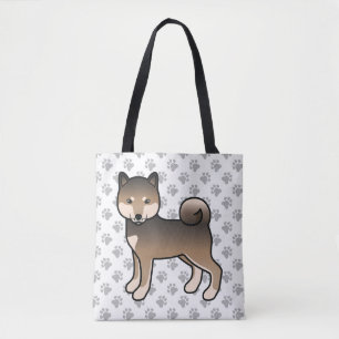 Sesame Shiba Inu Niedlich Cartoon Dog & Paws Tasche