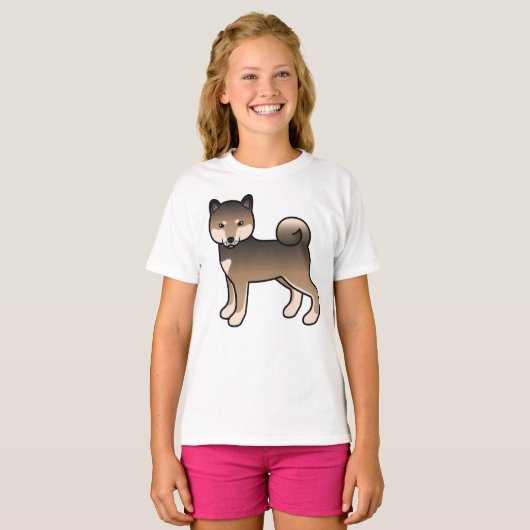 Sesame Shiba Inu Niedlich Cartoon Dog T-Shirt (Vorne ganz)