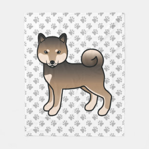 Sesame Shiba Inu Niedlicher Cartoon Hund und Paare Fleecedecke
