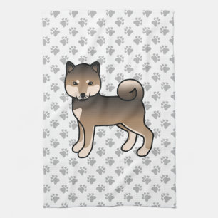 Sesame Shiba Inu Niedlicher Hund mit Paws Muster Geschirrtuch