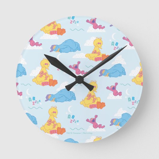 Sesame Sleepe Time Pattern Runde Wanduhr (Vorderseite)