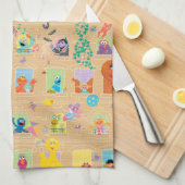 Sesame Street Apartment Windows-Muster Geschirrtuch (Viertel Falte)