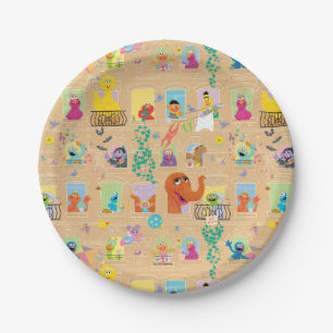 Sesame Street Apartment Windows-Muster Pappteller